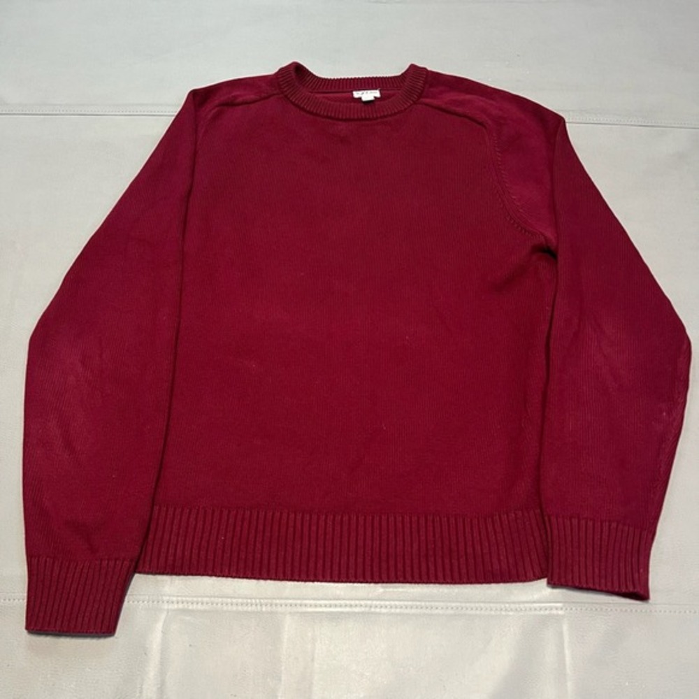 J Crew Knit Sweater‎ Burgundy Crew Neck Pure 100% Cotton Men XL Knit Preppy-4198